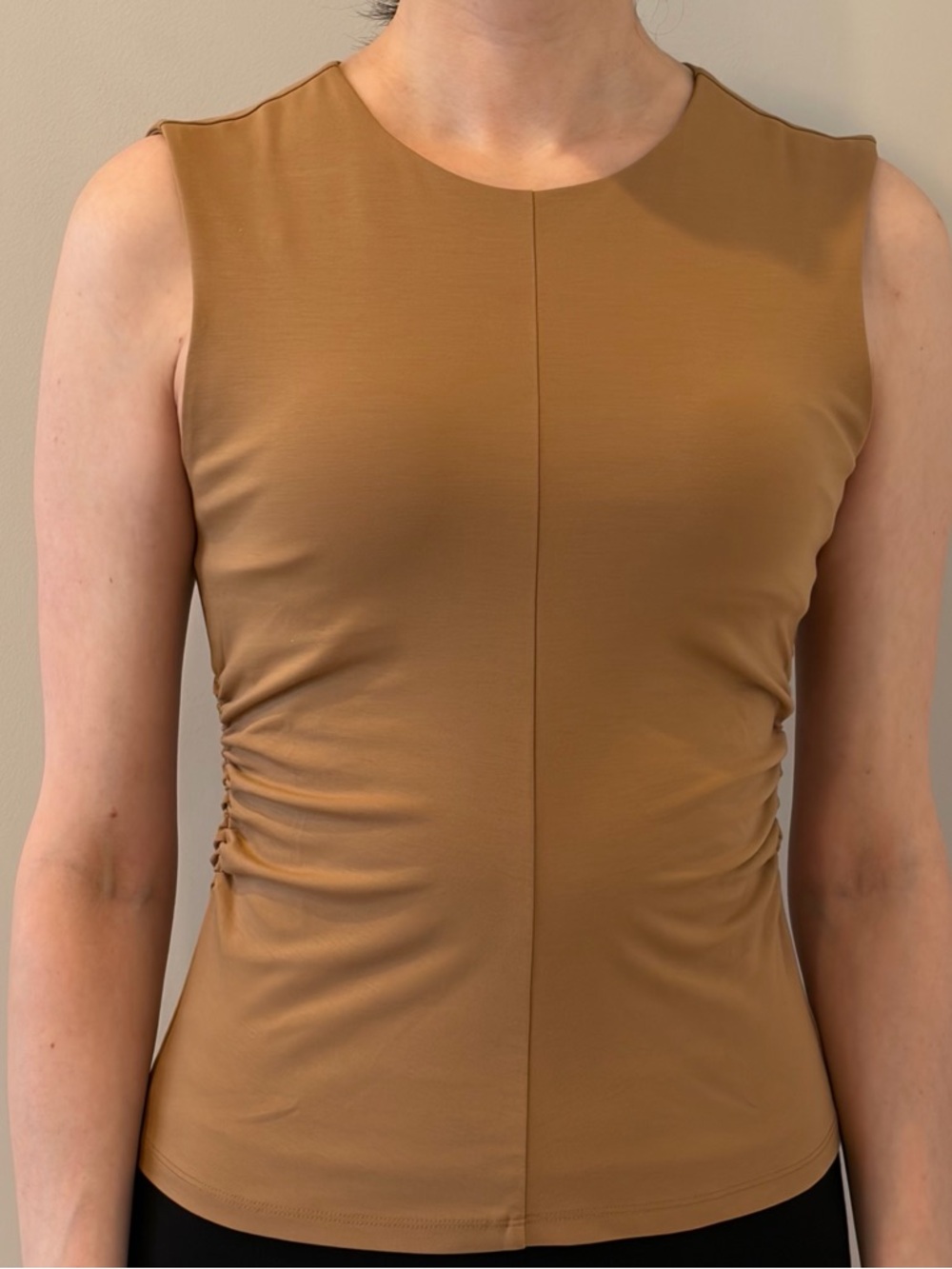 NWOT Banana Republic Sleeveless Ruched Tank Top in Camel Brown